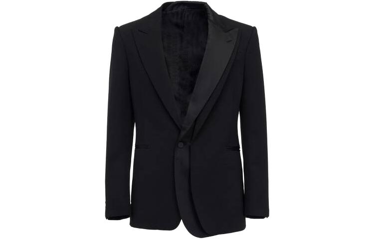 Alexander McQueen SS23  Black Solid Single-Breasted Long Sleeve Blazer 749655-QVU91-1000