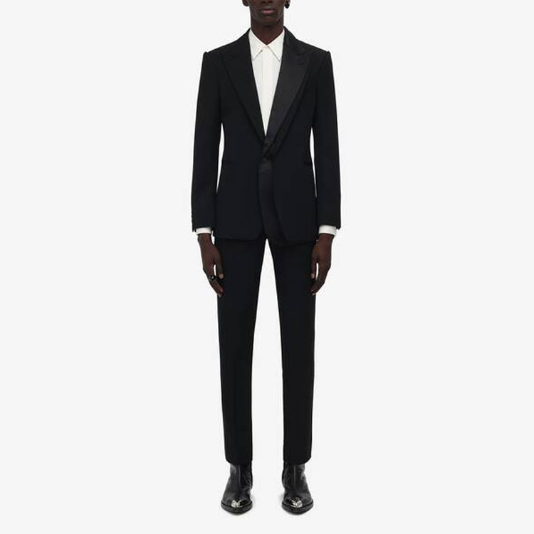 Lookbook Alexander McQueen SS23 Blazer Hitam Lengan Panjang Single-Breasted 749655-QVU91-1000