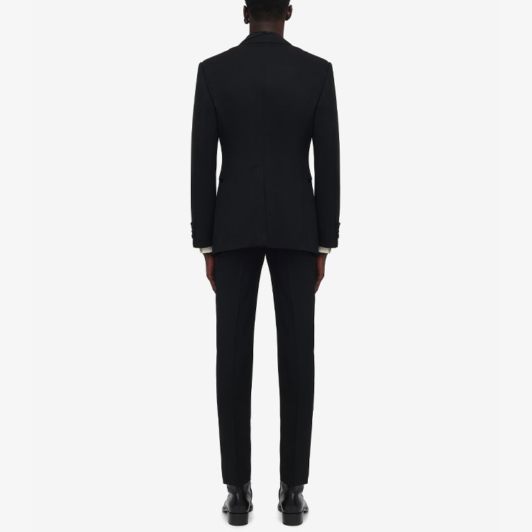 Shop Alexander McQueen SS23 Blazer Hitam Lengan Panjang Single-Breasted 749655-QVU91-1000