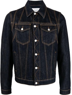Alexander McQueen SS23 Blue Contrast Stitch Denim Jacket. 731614-QUY10-4142 Buy Alexander McQueen SS23 Blue Contrast Stitch Denim Jacket. 731614-QUY10-4142