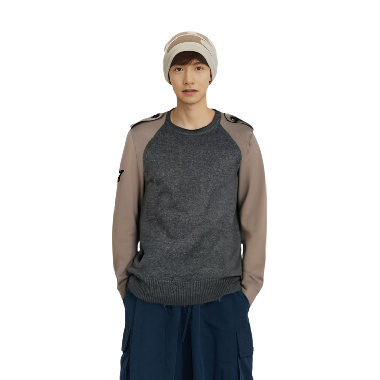 Lookbook Alexander McQueen SS23 Baju Sweater Knit Colorblock Coklat 626449-Q1WZJ-2972