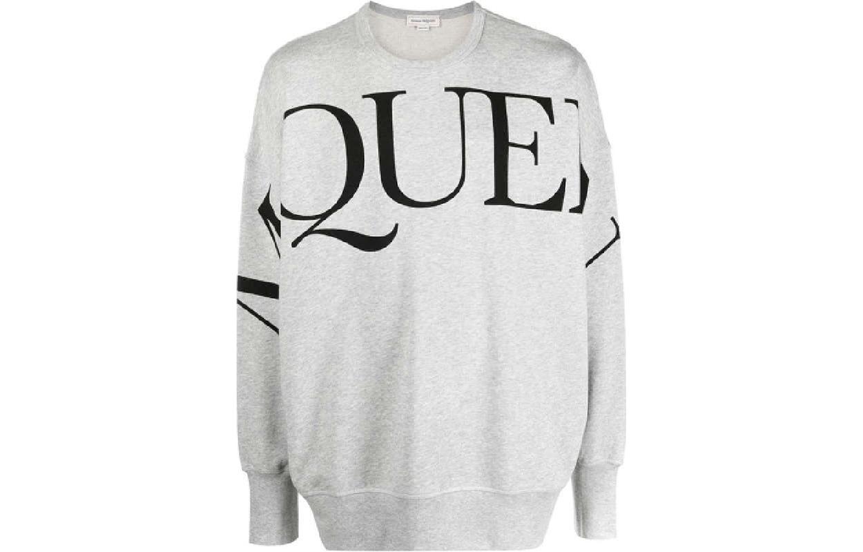 Alexander McQueen SS23  Grey Loose Fit Letter Print Crewneck Sweatshirt 705002-QUZ23-0902