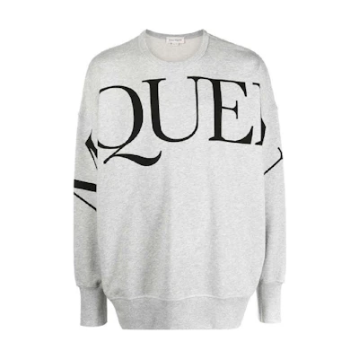 Alexander McQueen SS23 Grey Loose Fit Letter Print Crewneck Sweatshirt 705002-QUZ23-0902