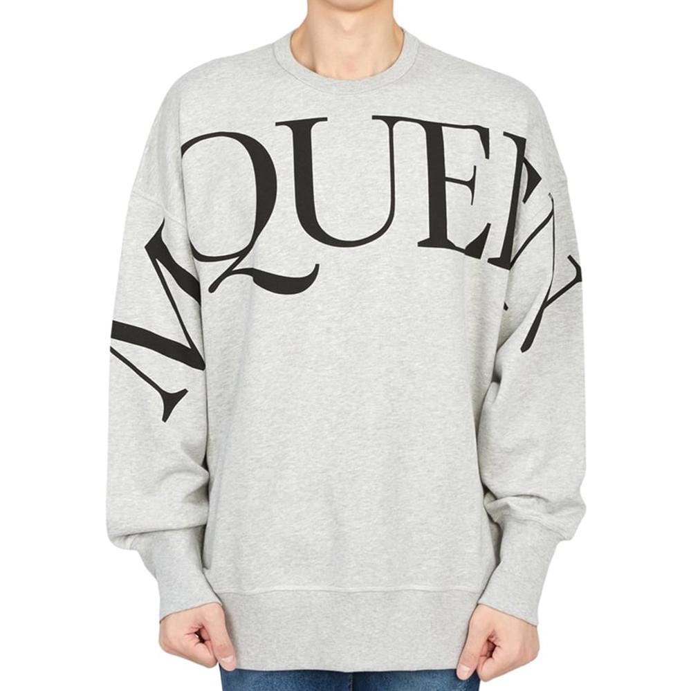 Lookbook Alexander McQueen SS23 Kelabu Sweatshirt Cetak Huruf Loose Fit Crewneck 705002-QUZ23-0902