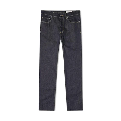 Alexander McQueen SS23 Solid Color Straight-Leg Jeans Deep Blue 650101-QSY48-4142