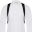 Sizing Alexander McQueen SS23 White Long-Sleeve Shirt with Black Strap Detail. 730791-QUN66-9000