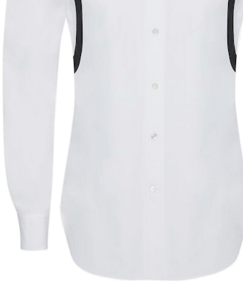 Alexander McQueen SS23 White Long-Sleeve Shirt with Black Strap Detail. 730791-QUN66-9000 Cheap Alexander McQueen SS23 White Long-Sleeve Shirt with Black Strap Detail. 730791-QUN66-9000