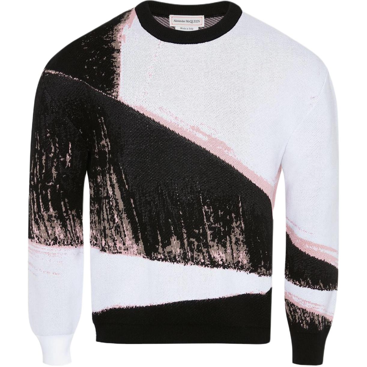 Alexander McQueen SS23 Abstract Pattern Crewneck Sweater  White. 736660-Q1XHL-1052