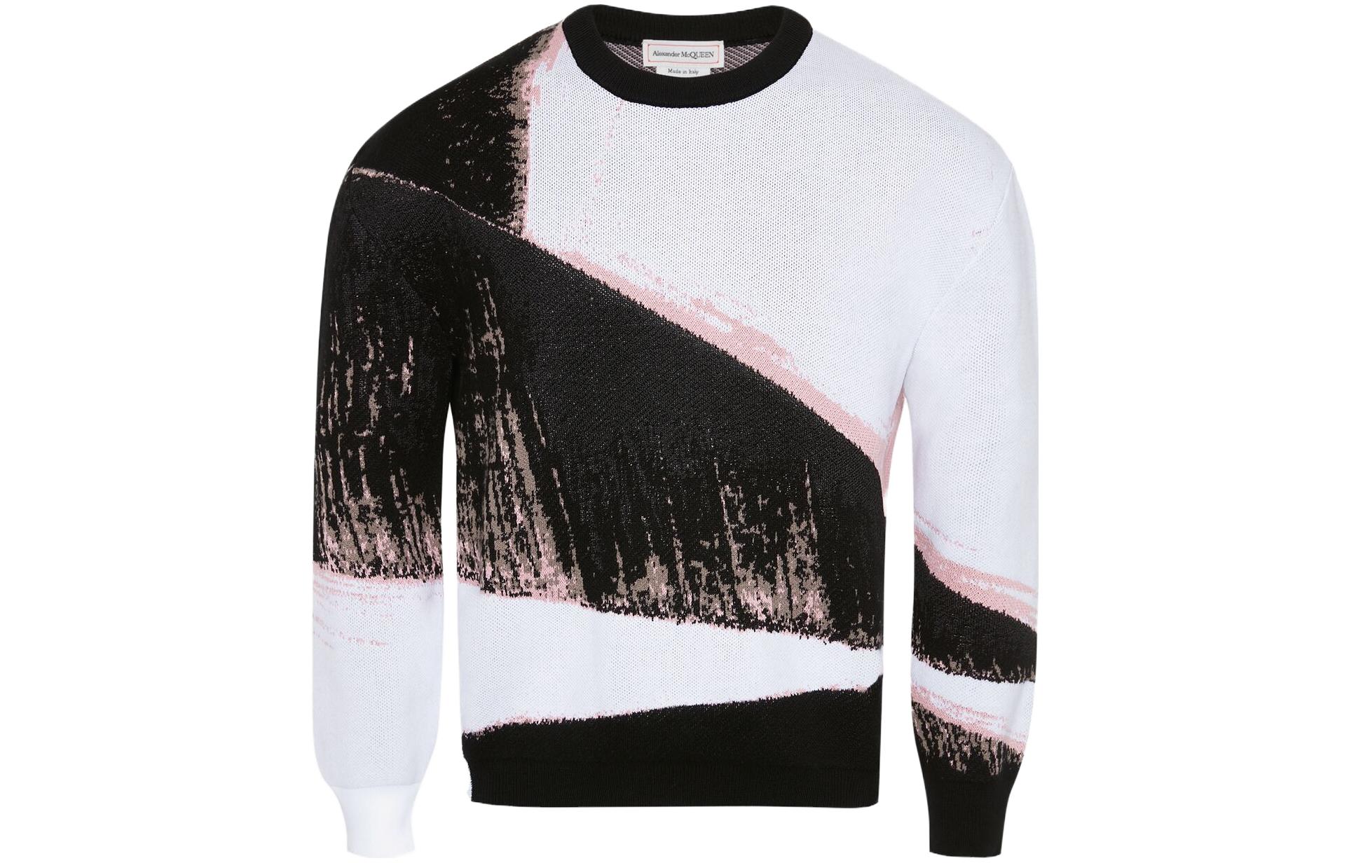 Order 亚历山大麦昆 SS23 抽象图案圆领毛衣 白色. 736660-Q1XHL-1052