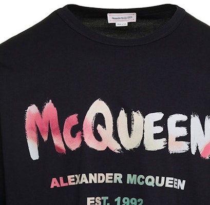 알렉산더 맥퀸 SS23 알파벳 프린트 유니섹스 블랙 스웻셔츠 750668-QVZ15-0901 Shop 알렉산더 맥퀸 SS23 알파벳 프린트 유니섹스 블랙 스웻셔츠 750668-QVZ15-0901