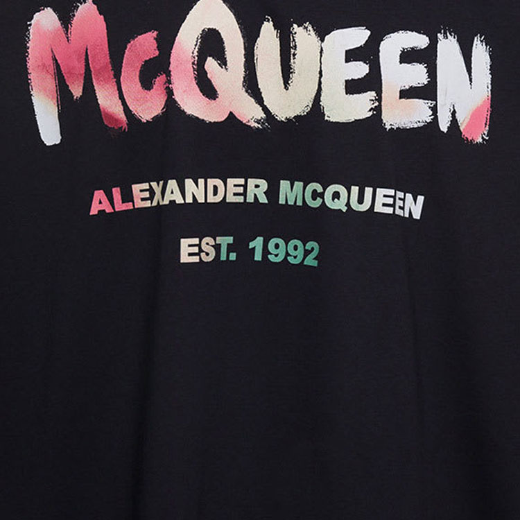 Purchase 알렉산더 맥퀸 SS23 알파벳 프린트 유니섹스 블랙 스웻셔츠 750668-QVZ15-0901
