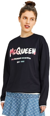 알렉산더 맥퀸 SS23 알파벳 프린트 유니섹스 블랙 스웻셔츠 750668-QVZ15-0901 2