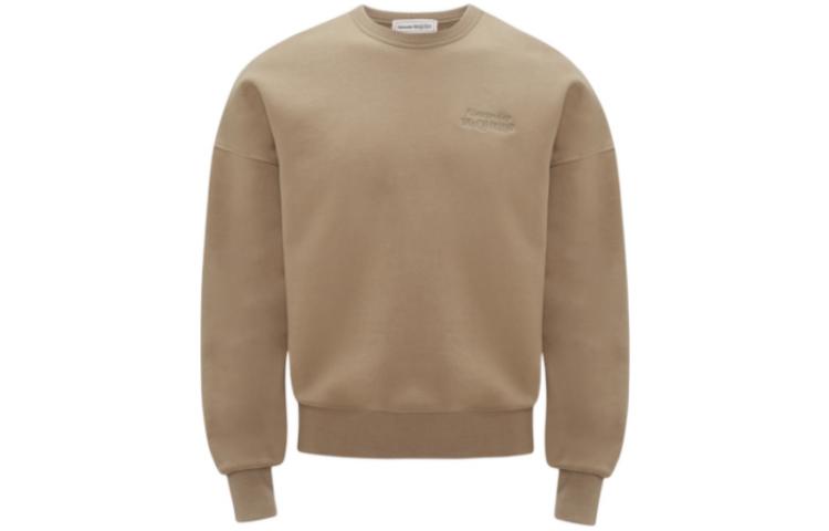 Alexander McQueen SS23 Beige Embossed Logo Crewneck Pullover Sweatshirt . 727304-QUX63-9502