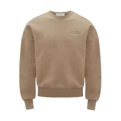 Alexander McQueen SS23 Beige Embossed Logo Crewneck Pullover Sweatshirt . 727304-QUX63-9502