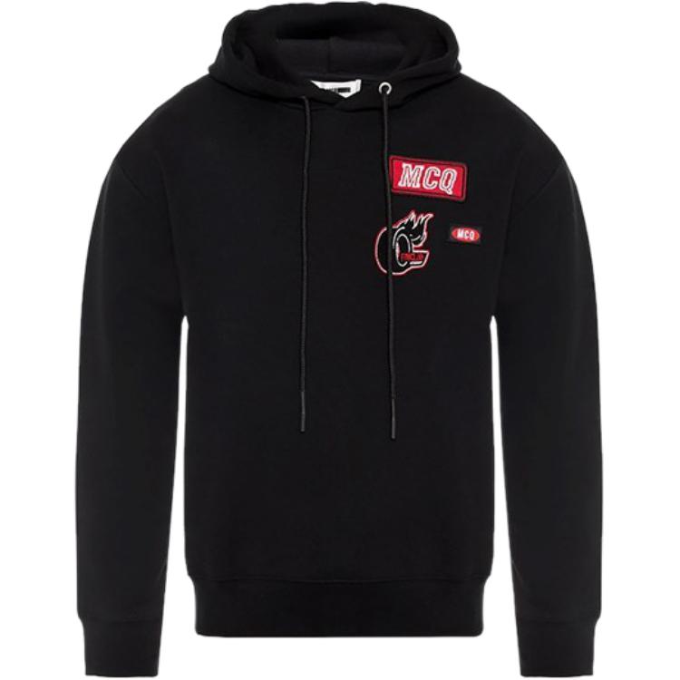 Alexander McQueen SS23 Black Embroidered Logo Animal Pattern Long Sleeve Sweatshirt Men 535621-MT09-1000