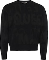 Alexander McQueen SS23 Black Jacquard Logo Crewneck Sweater for Men. 72928-0Q1XGM-1000 Alexander McQueen SS23 Black Jacquard Logo Crewneck Sweater for Men. 72928-0Q1XGM-1000
