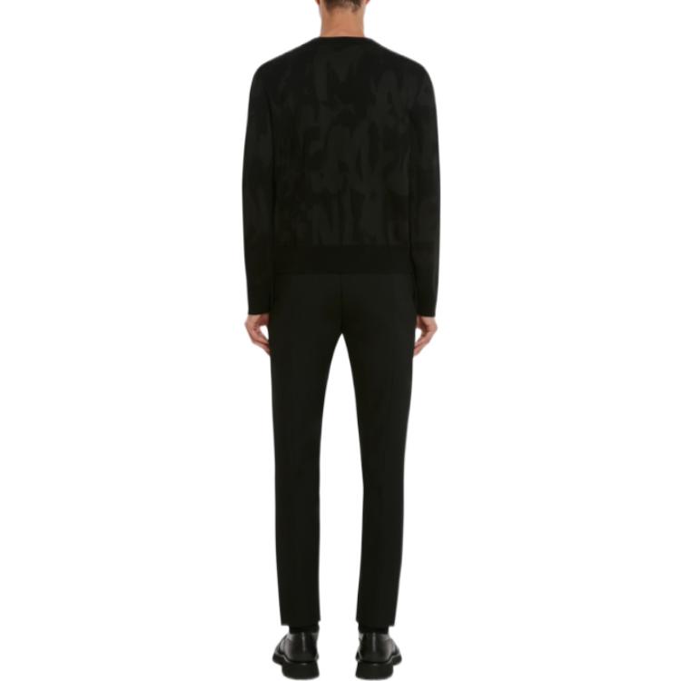 Shop Alexander McQueen SS23 Black Jacquard Logo Crewneck Sweater for Men. 72928-0Q1XGM-1000