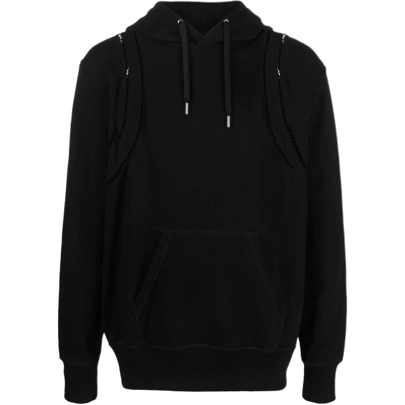 Alexander McQueen SS23 Black Pullover Hoodie with Cutout Details Men 731639-QUX43-1000