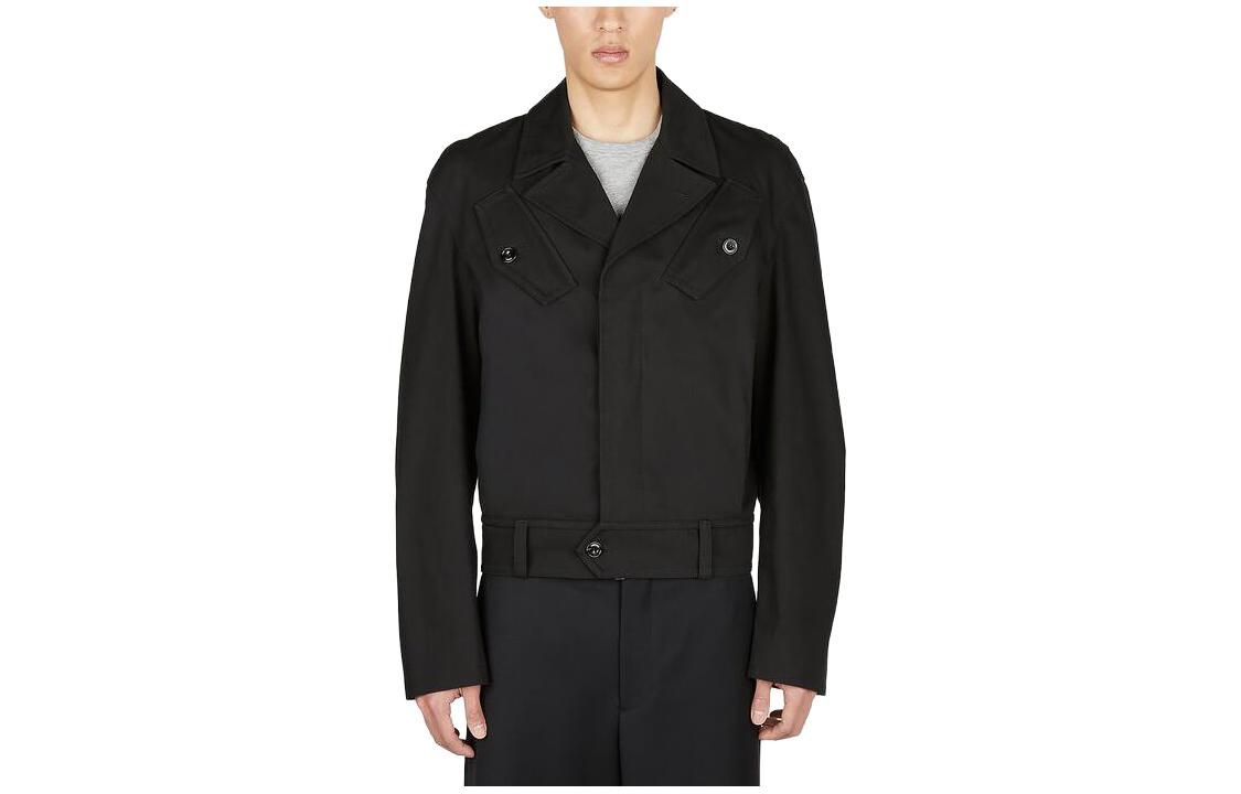 Alexander McQueen SS23 Black Single-Breasted Collared Jacket for Men 724592-QUS01-1000