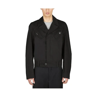 Alexander McQueen SS23 Black Single-Breasted Collared Jacket for Men 724592-QUS01-1000