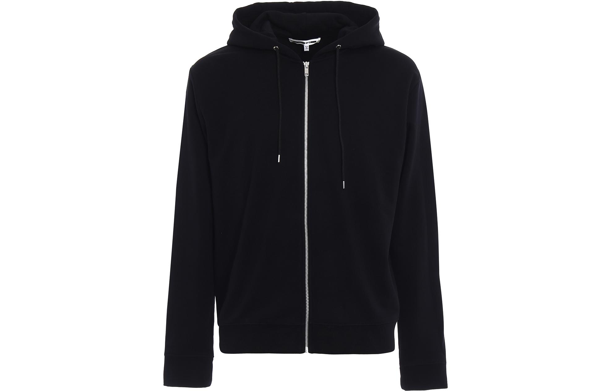 Alexander McQueen SS23 Black Solid Zip-Up Drawstring Hoodie 441386-RKR27-1000