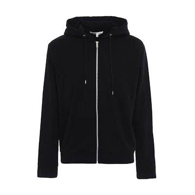 Alexander McQueen SS23 Black Solid Zip-Up Drawstring Hoodie 441386-RKR27-1000