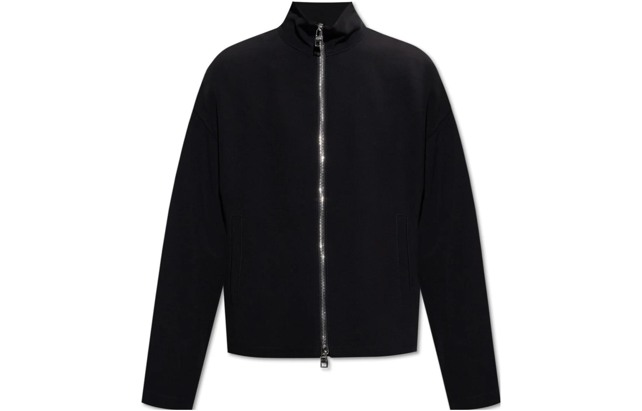 Alexander McQueen SS23 Black Solid Zip-Up High Collar Jacket 750120-QVP28-1000