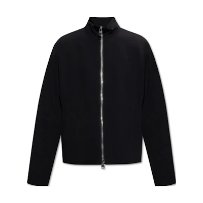 Alexander McQueen SS23 Black Solid Zip-Up High Collar Jacket 750120-QVP28-1000
