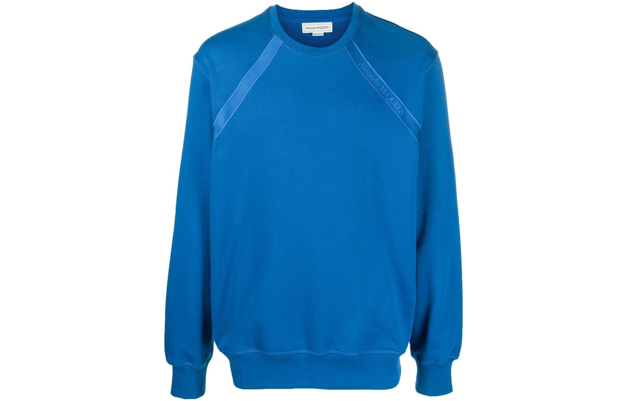 Alexander McQueen SS23 Blue Solid Color Casual Pullover Sweatshirt 727311-QUX75-0933