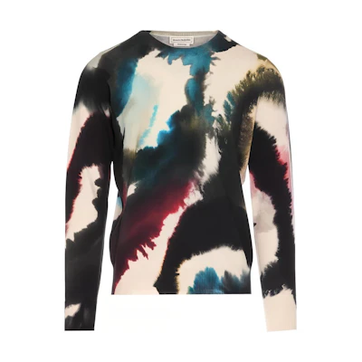 Alexander McQueen SS23 Colorblock Oversized Crewneck Sweatshirt Men 729282-Q1GBS9165