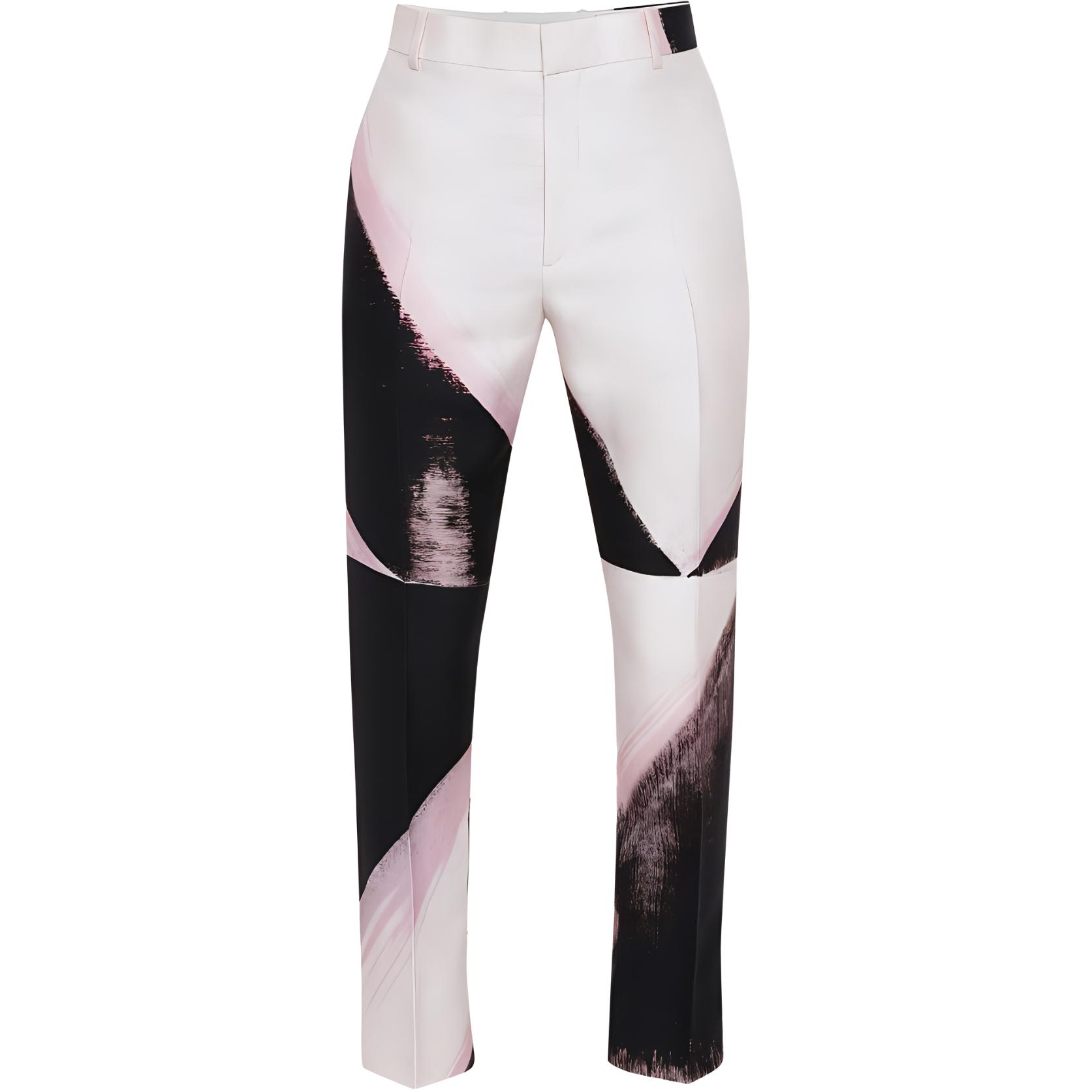 Alexander McQueen SS23 Colorblock Slim Casual Pants Multi-Color Men’s. 735142-QUQ02-5772