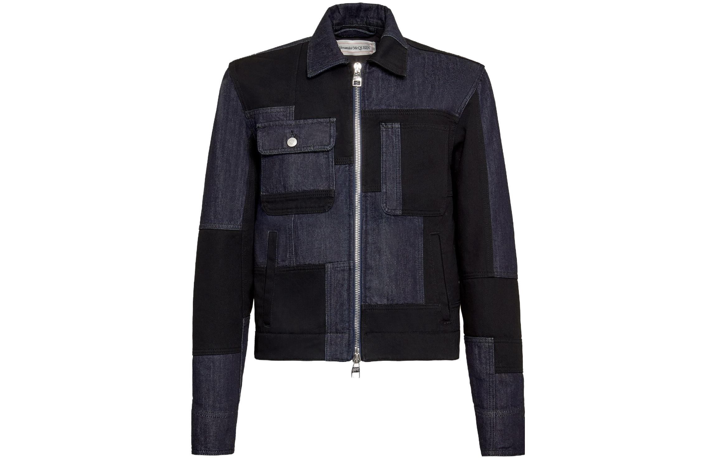 Alexander McQueen SS23 Colorblock Zip-Up Cropped Jacket for Men 759111-QVZ21-0903