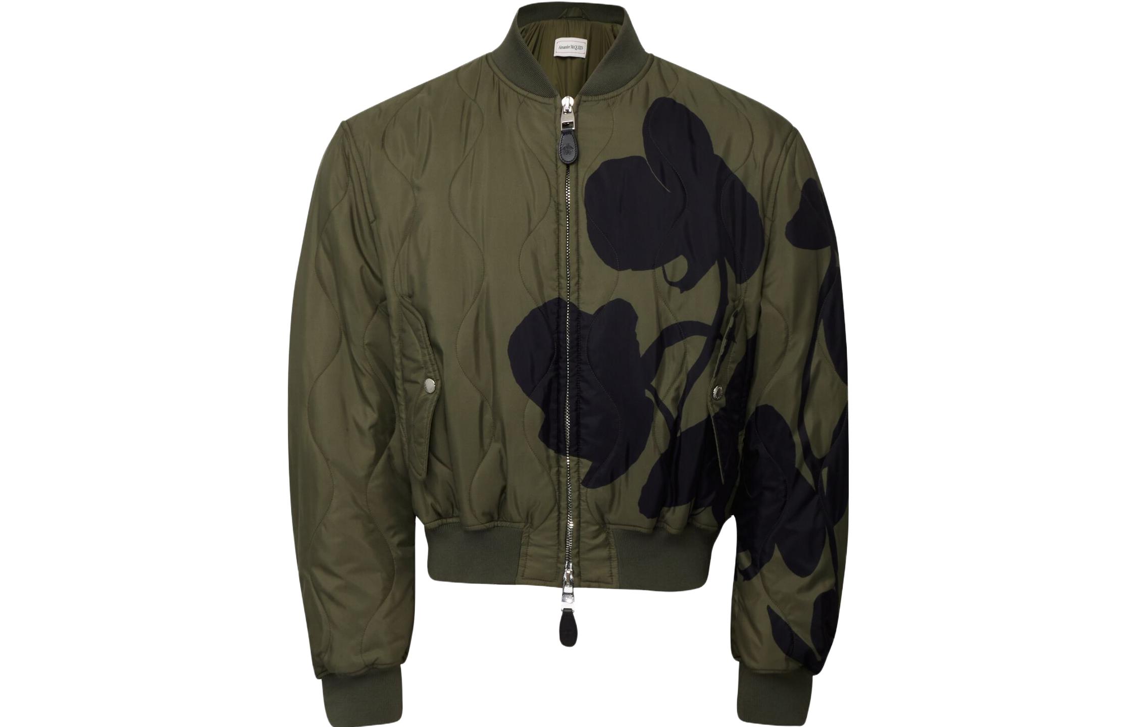 Alexander McQueen SS23 Floral Print Zip Jacket Khaki 754867-QVR17-3410