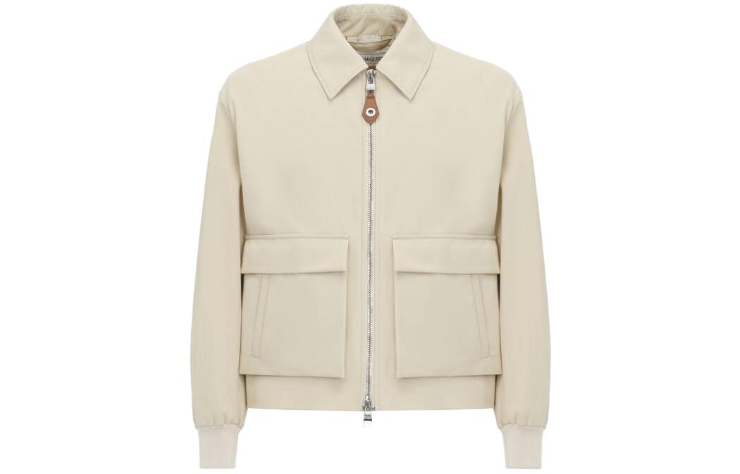 Alexander McQueen SS23 Full-Zip Jacket Men’s Solid Color Light Beige 745906-QVS03-9507