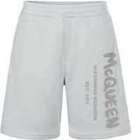 Alexander McQueen SS23 Gray Letter Logo Print Relaxed Fit Shorts for Men 68871-7QUZ8-10912 Alexander McQueen SS23 Gray Letter Logo Print Relaxed Fit Shorts for Men 68871-7QUZ8-10912