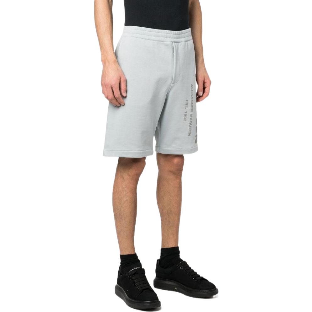 Purchase Alexander McQueen SS23 Seluar Pendek Lelaki Kelabu Logo Cetak Fit Santai 68871-7QUZ8-10912