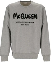 Alexander McQueen SS23 Grey Logo Print Crewneck Long-Sleeve Sweatshirt Men 688713-QTZ81-0902 Alexander McQueen SS23 Grey Logo Print Crewneck Long-Sleeve Sweatshirt Men 688713-QTZ81-0902