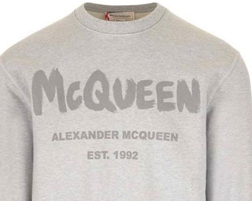 Alexander McQueen SS23 Letter Print Crewneck Sweatshirt Lelaki Dove Grey. 688713-QVZ81-0922 Details for Alexander McQueen SS23 Letter Print Crewneck Sweatshirt Lelaki Dove Grey. 688713-QVZ81-0922