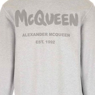Alexander McQueen SS23 Letter Print Crewneck Sweatshirt Lelaki Dove Grey. 688713-QVZ81-0922 Sizing Alexander McQueen SS23 Letter Print Crewneck Sweatshirt Lelaki Dove Grey. 688713-QVZ81-0922