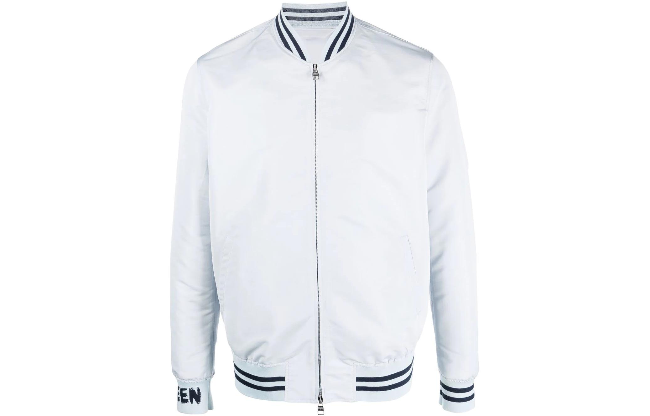 Alexander McQueen SS23 Logo Print Bomber Jacket Blue 717675-QUR77-1265