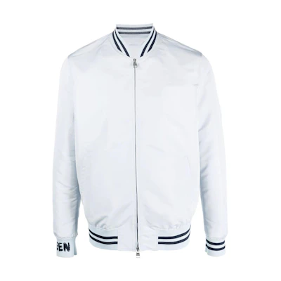 Alexander McQueen SS23 Logo Print Bomber Jacket Blue 717675-QUR77-1265