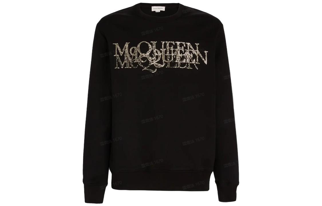 Alexander McQueen SS23 Logo Print Crewneck Sweatshirt Black 735293-QUX56-1010