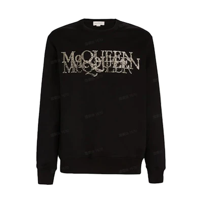 Alexander McQueen SS23 Logo Print Crewneck Sweatshirt Black 735293-QUX56-1010