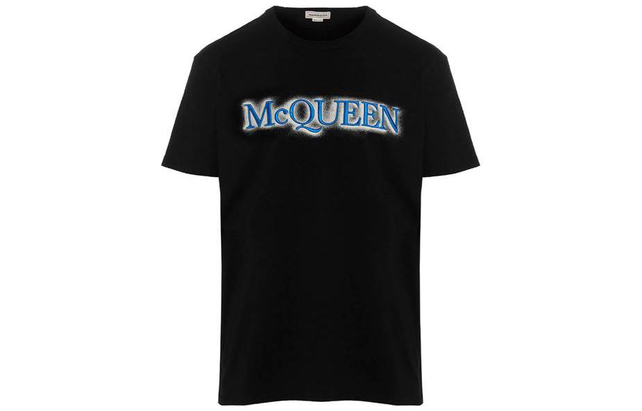 Alexander McQueen SS23 Logo Print Crewneck T-Shirt  Black 727270-QUZ12-0901