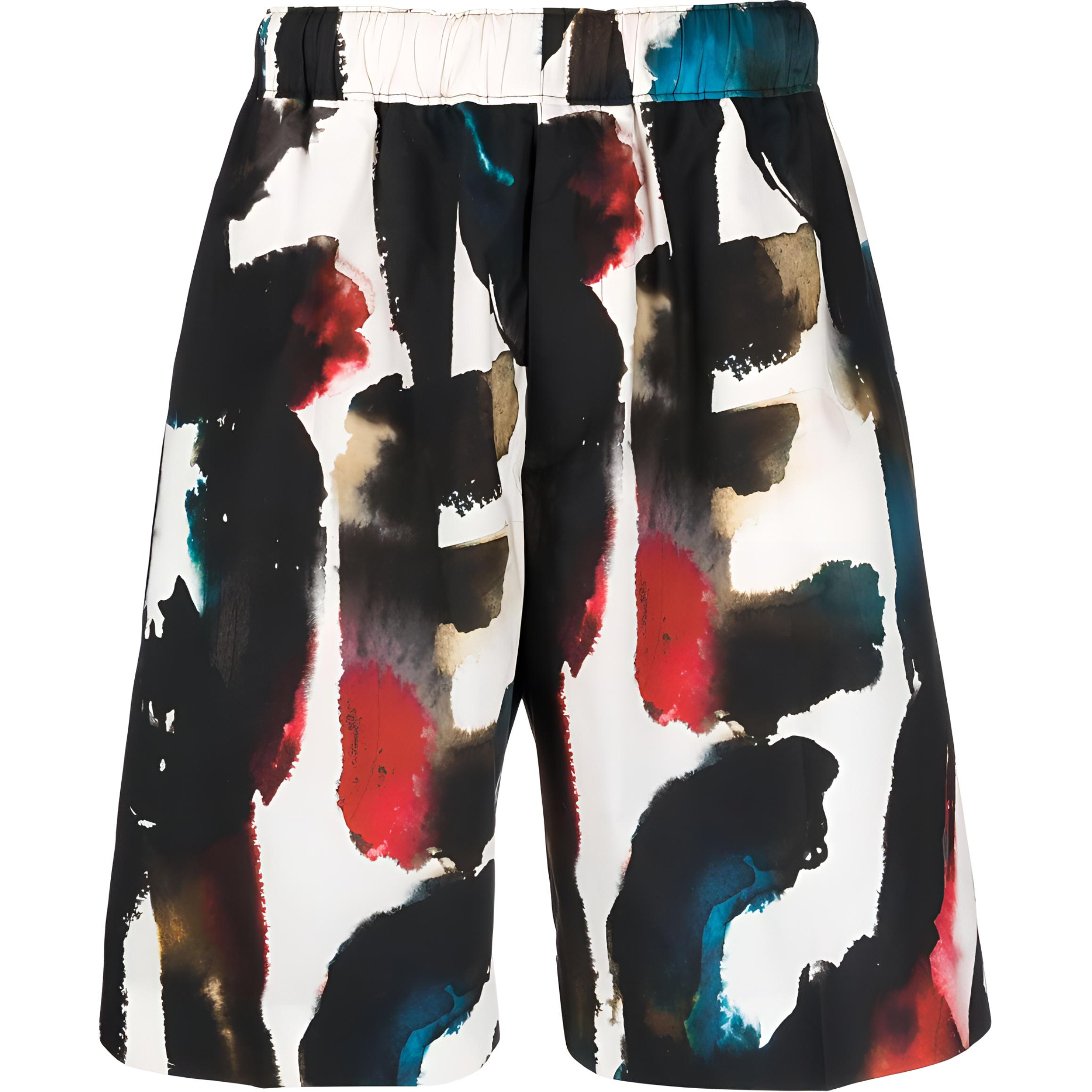 Alexander McQueen SS23 Logo Print Elastic Waist Casual Shorts Multi-color Men 726838-QUO76-8500