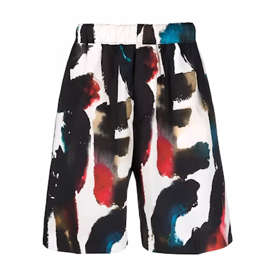 Alexander McQueen SS23 Logo Print Elastic Waist Casual Shorts Multi-color Men 726838-QUO76-8500