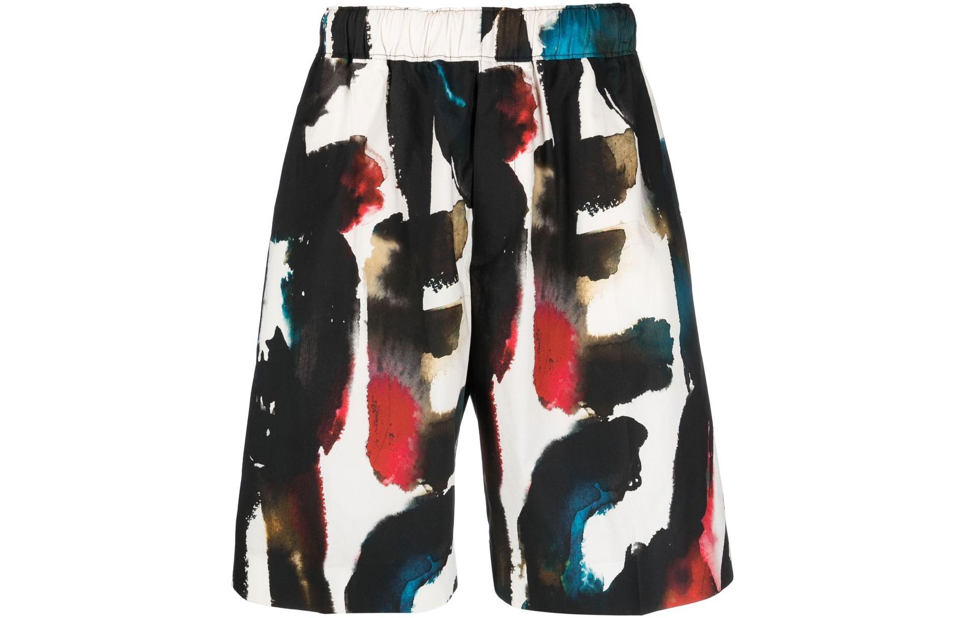 Order Alexander McQueen SS23 Logo Print Elastic Waist Casual Shorts Multi-color Men 726838-QUO76-8500