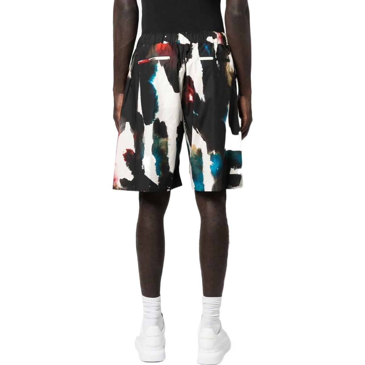 Shop Alexander McQueen SS23 Logo Print Elastic Waist Casual Shorts Multi-color Men 726838-QUO76-8500