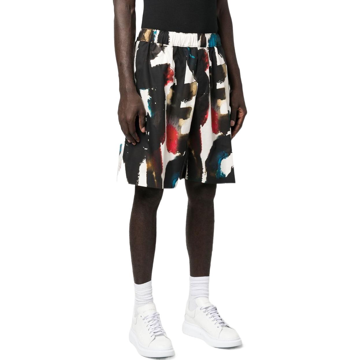 Purchase Alexander McQueen SS23 Logo Print Elastic Waist Casual Shorts Multi-color Men 726838-QUO76-8500