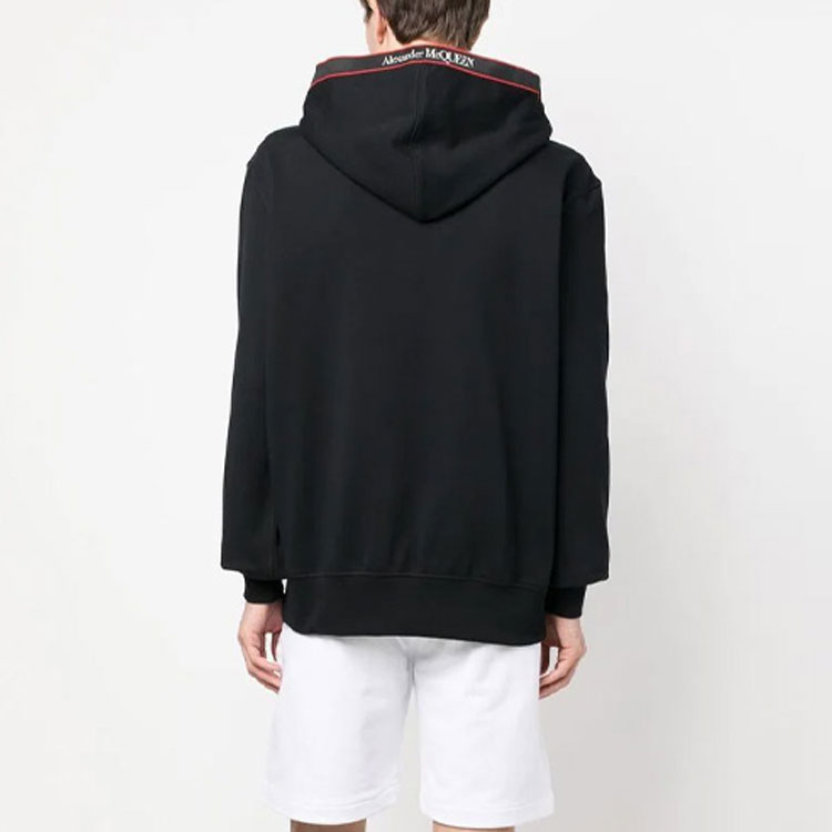 Shop Alexander McQueen SS23 Logo Print Hoodie  Black Long Sleeve 722588-QUX75-0901